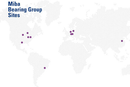 Landkarte Miba Bearing Standorte