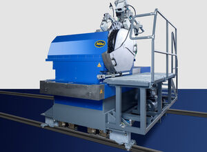 Circ seam milling machines on rails for weld seam preperation 
