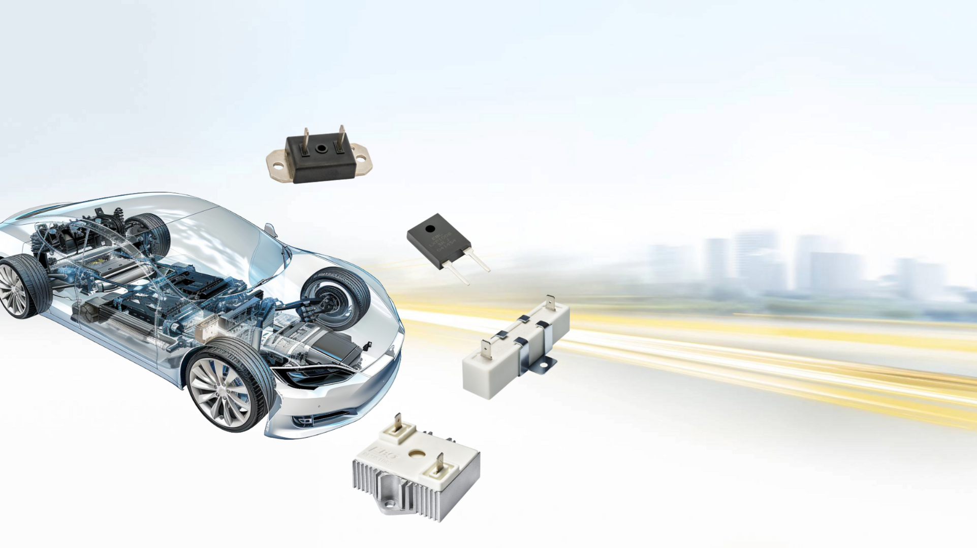 Header transparent car with power safety devices