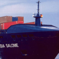 Image shows ship in front view